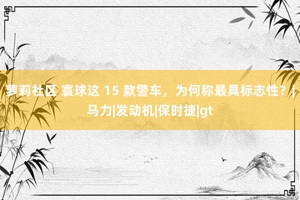 萝莉社区 寰球这 15 款警车，为何称最具标志性？|马力|发动机|保时捷|gt