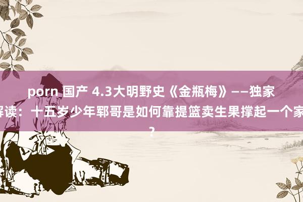porn 国产 4.3大明野史《金瓶梅》——独家解读：十五岁少年郓哥是如何靠提篮卖生果撑起一个家？