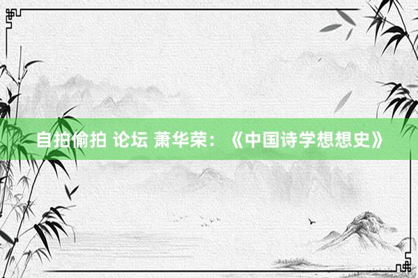 自拍偷拍 论坛 萧华荣：《中国诗学想想史》