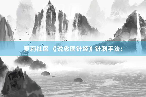 萝莉社区 《说念医针经》针刺手法：