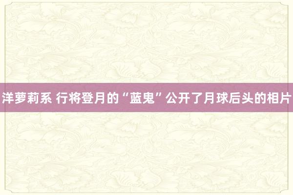 洋萝莉系 行将登月的“蓝鬼”公开了月球后头的相片