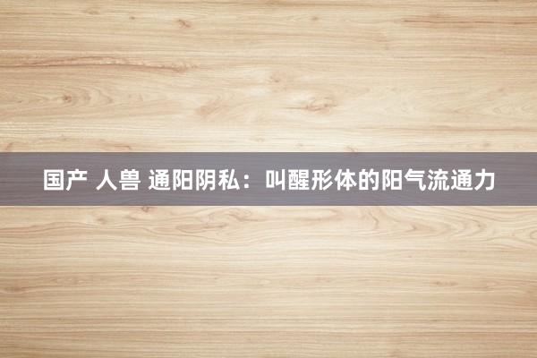 国产 人兽 通阳阴私：叫醒形体的阳气流通力